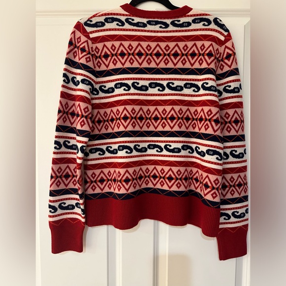 NWT Happy Sheep CrewSize L, Red- White, Navy Blue Wool Cashmere Italian Designer - Picture 5 of 5